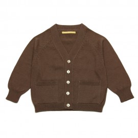 GOLD Cardigan col V garçon brun chocolat