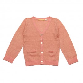 GOLD Cardigan col V fille vieux rose avec un aspect doré