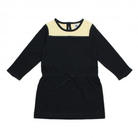 PETIT BATEAU Dress long-sleeved round neck girl dark blue