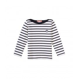 PETIT BATEAU Pullover marinière garçon écru et bleu foncé rayures