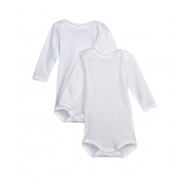 PETIT BATEAU Lot de 2 bodies US à manches longues unisex bébé blanc