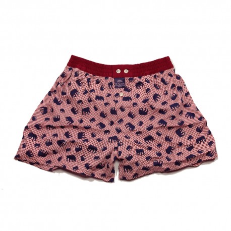 Mc ALSON Boxer short boy bordeaux with blue elephant print