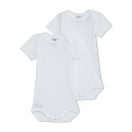 PETIT BATEAU Pack of 2 short-sleeved bodysuits baby unisex white