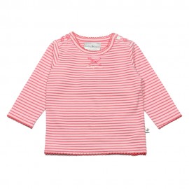 DUCKY BEAU T-shirt à manches longues fille rose corail rayé