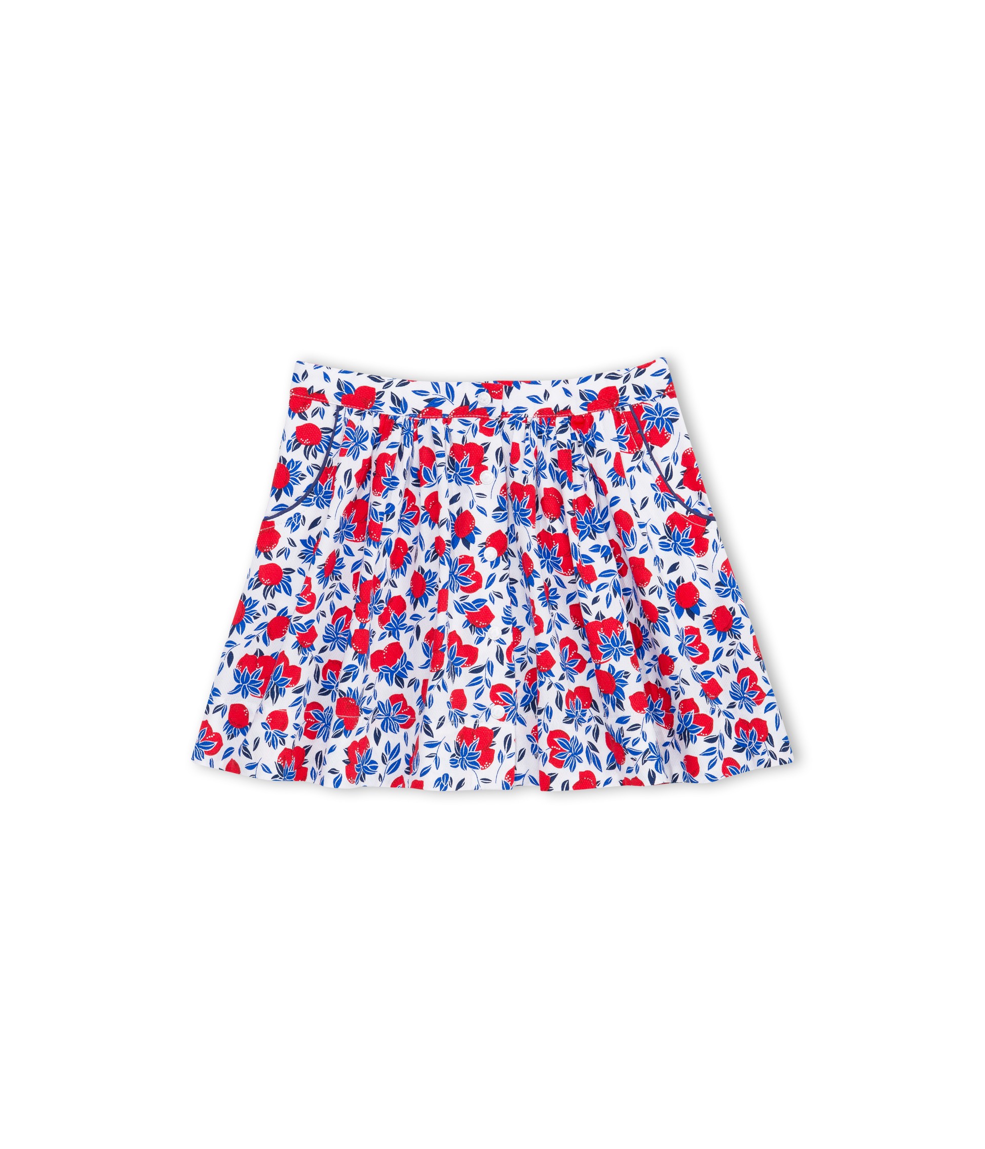 PETIT BATEAU Jupe d ete fille en pique de coton imprime citrons rouges
