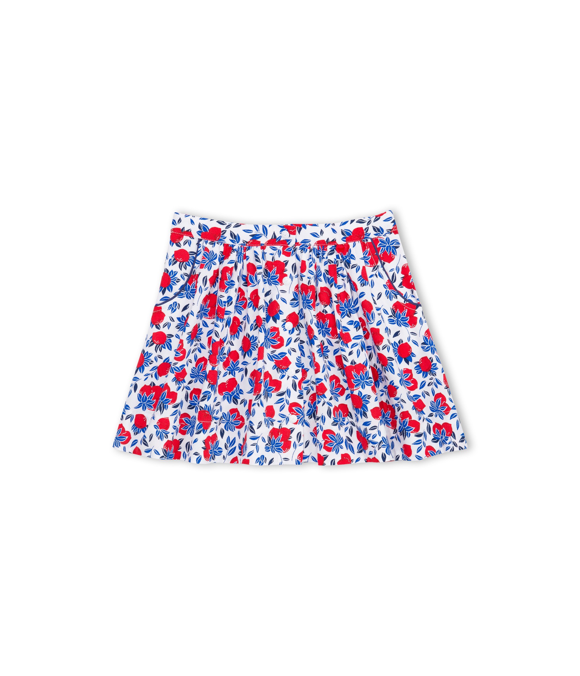 PETIT BATEAU Jupe d'été fille en piqué de coton imprimé citrons rouges