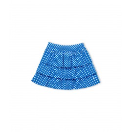 PETIT BATEAU Skirt with gathered ruffles girl cobalt blue with white polka dots