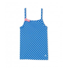 PETIT BATEAU Top à bretelles fille bleu cobalt avec pois blancs