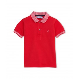 PETIT BATEAU Polo shirt short-sleeved boy signal red