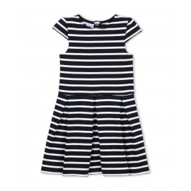 PETIT BATEAU Robe fille bleu foncé marinière