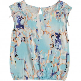 CKS Top girl multicolor print light blue