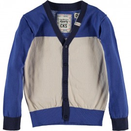 CKS Cardigan V-neck boy tricolor blue and white