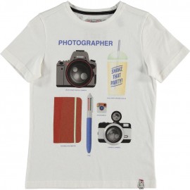 CKS T-shirt à manches courtes garçon blanc avec impression photographe multicolore