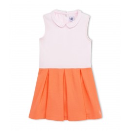 PETIT BATEAU Robe sans manches fille orange clair et rose clair