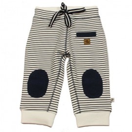 DUCKY BEAU Pantalon jogging bébé garçon blanc avec rayures bleu foncé