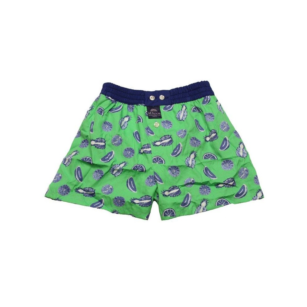 Mc ALSON Boxer short boy in soft cotton apple green exotic fruit print