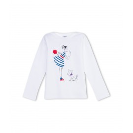 PETIT BATEAU T-shirt long sleeved girl offwhite dog