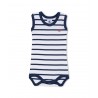 PETIT BATEAU Sleeveless bodysuit baby boy white and blue marinière