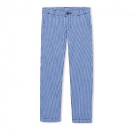 PETIT BATEAU Pantalon coupe droite garçon rayé bleu cobalt et blanc