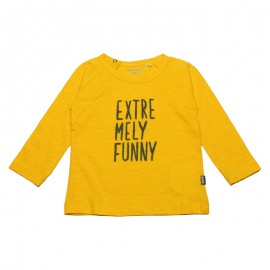 IMPS&ELFS T-shirt long-sleeved organic cotton boy & girl yellow with dark grey print