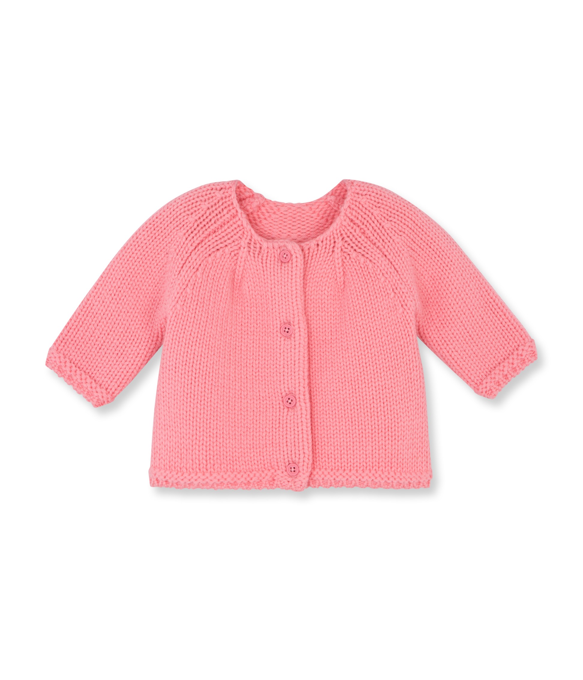 PETIT BATEAU Cardigan col rond en laine douce rose corail pour fille