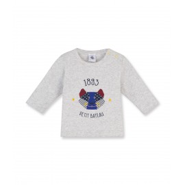 PETIT BATEAU T-shirt long-sleeved boy mottled light grey