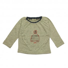 IMPS&ELFS T-shirt long-sleeved organic cotton girl mottled light grey