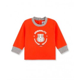 PETIT BATEAU T-shirt long-sleeved boy orange red