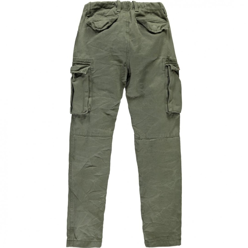 CKS Trousers for boys with cargo pockets in thick khaki green cotton