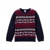 PETIT BATEAU Pullover round neck in jacquard wool knit boy dark blue