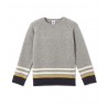 PETIT BATEAU Pullover round neck in jacquard wool knit boy light grey